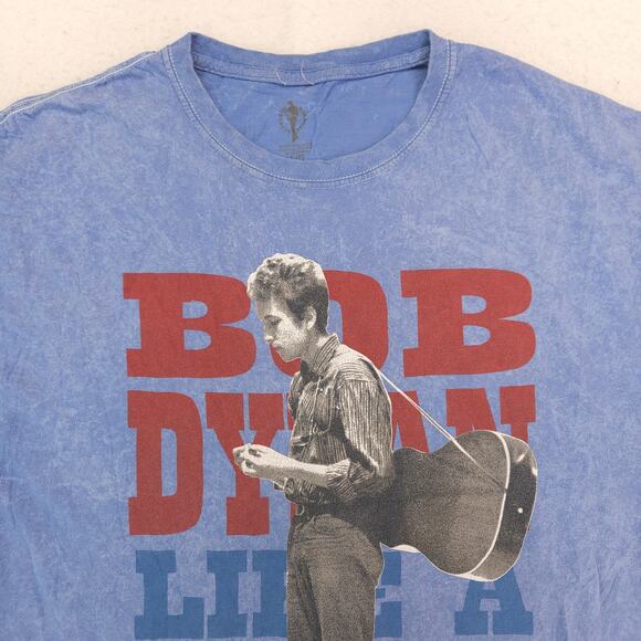 Authentic Bob Dylan Band Short Sleeve Graphic T Shirt Adult Mens Size L Blue - Picture 1 of 10